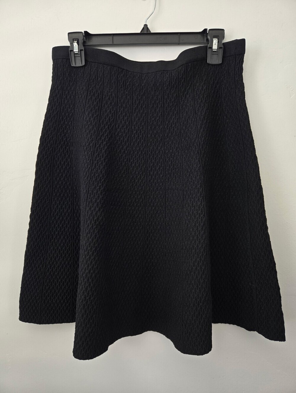 CAbi Amelie Skirt #214 Black A-Line Career Cable Knit Pattern Skirt. Size Medium
